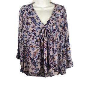 Xhilaration Paisley Floral Crop Top V-Neck